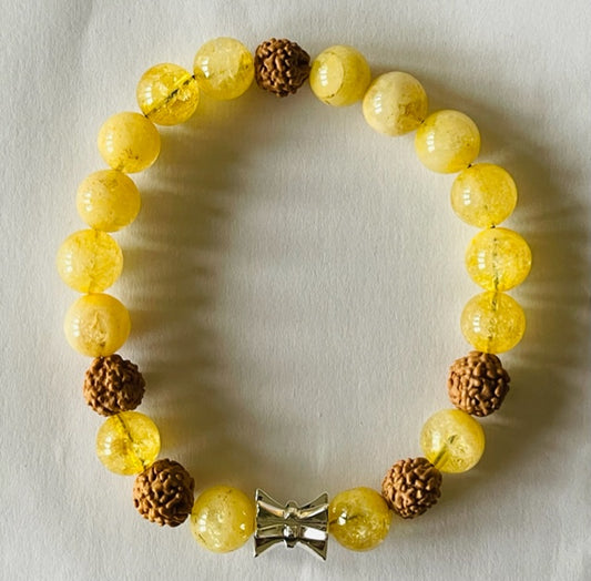 925 Silver Damru & Citrine Bracelet